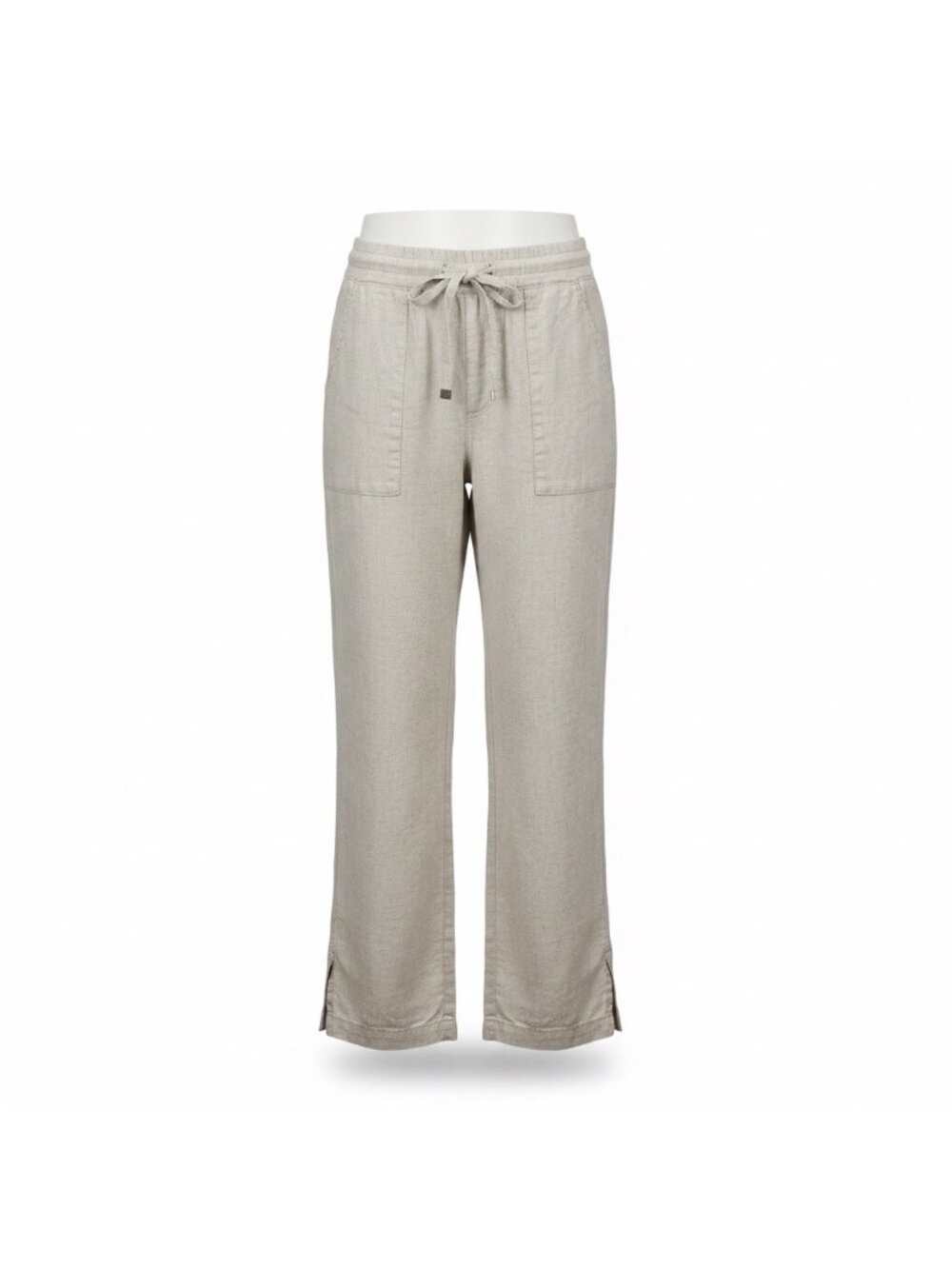 Athleta Womens Beige Linen Wide-Leg Drawstring Pants Front Pockets Sz SP